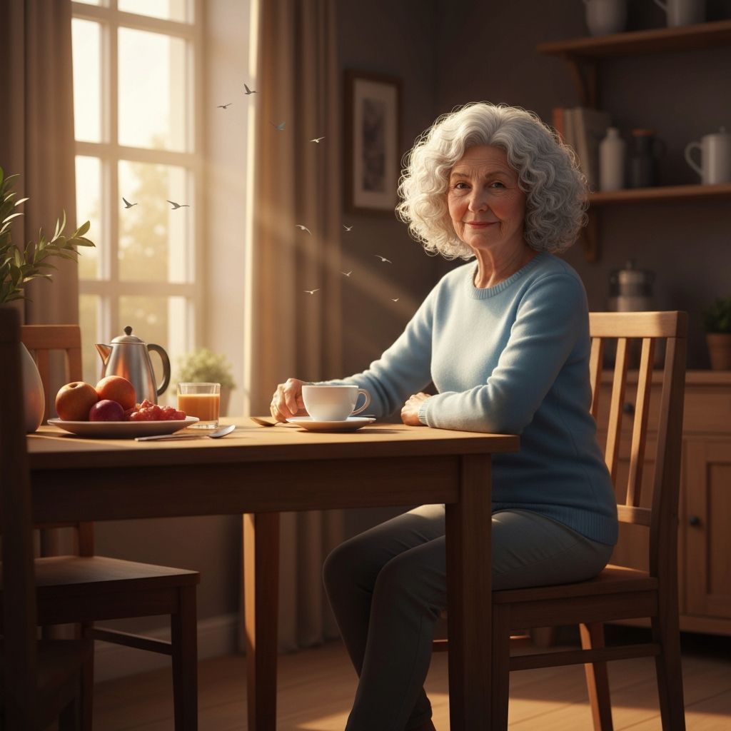 Ruhevolle Person beim Essen